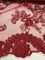 1 Yard Burgundy Sequin Corded Embroidered Lace Fabric with Scalloped Edges 54” Wide